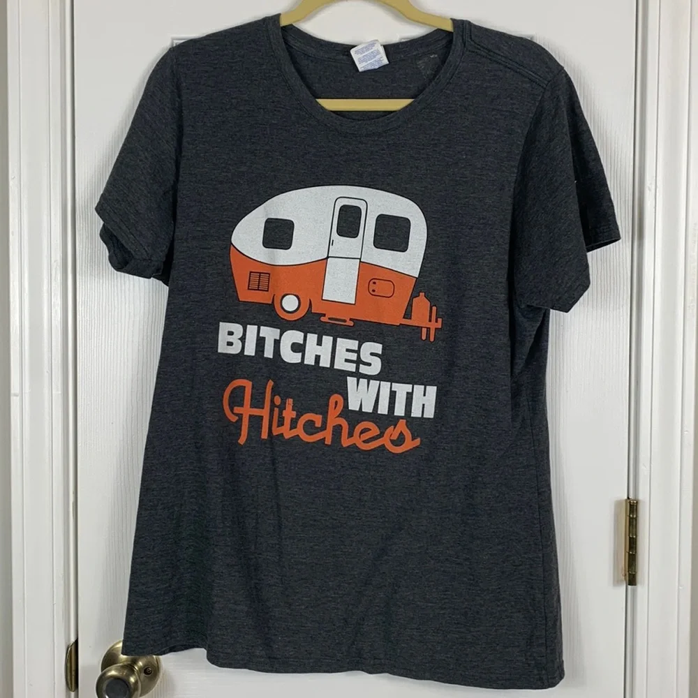 Heather grey short sleeved tee shirt size XL. Has a camper on front. - Picture 1 of 6